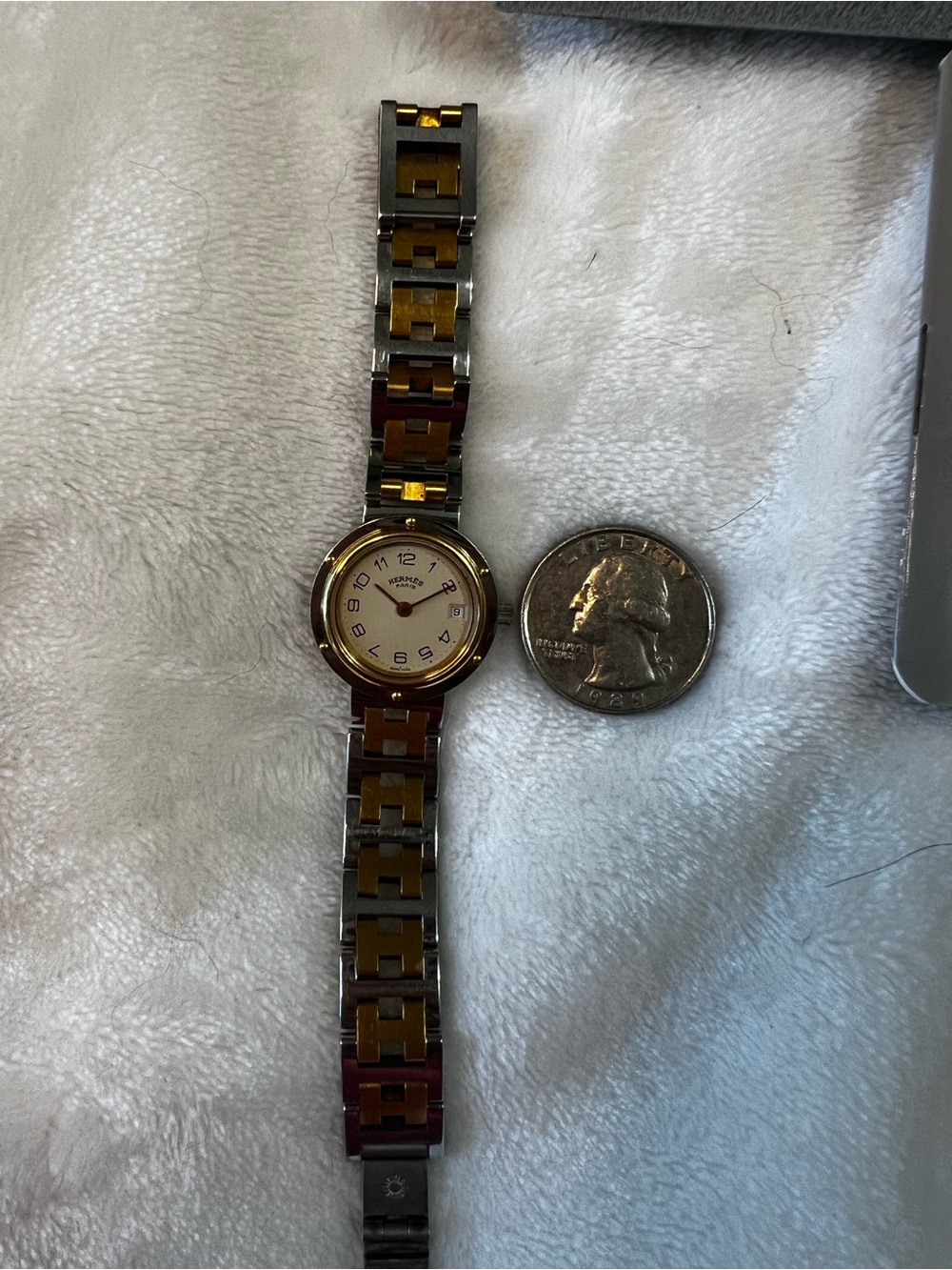 Hermès clipper Two-Tone Heure H watch 1993 battery not working authentic - Picture 3 of 11